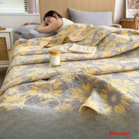 SaneShoppe - 2025 new cotton jacquard three - layer yarn wool towel quilt pure cotton blanket sofa cover blanket shawl blanket