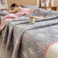 SaneShoppe - 2025 new cotton jacquard three - layer yarn wool towel quilt pure cotton blanket sofa cover blanket shawl blanket