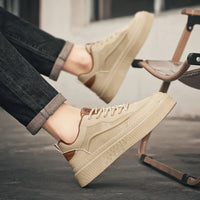 SaneShoppe - 2025 New Men's Shoes Leather Fashion Low - top Vulcanized Shoes Male Casual Shoes Running Sports Thick Soled Shoes Zapatos Hombre