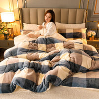 SaneShoppe - 2025 New Winter Printed Milk Wool Lamb Wool Blanket, Thickened Single and Double Student Dormitory Bedding Core