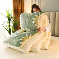 SaneShoppe - 2025 New Winter Printed Milk Wool Lamb Wool Blanket, Thickened Single and Double Student Dormitory Bedding Core