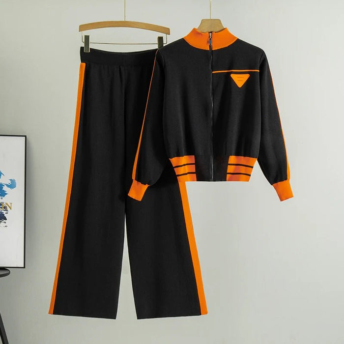 SaneShoppe - 2025 Sportsuits for Women Two Piece Knitted Suits Sweatshirts Long Pants Fashion Sets Spring Casual Zipper Suits