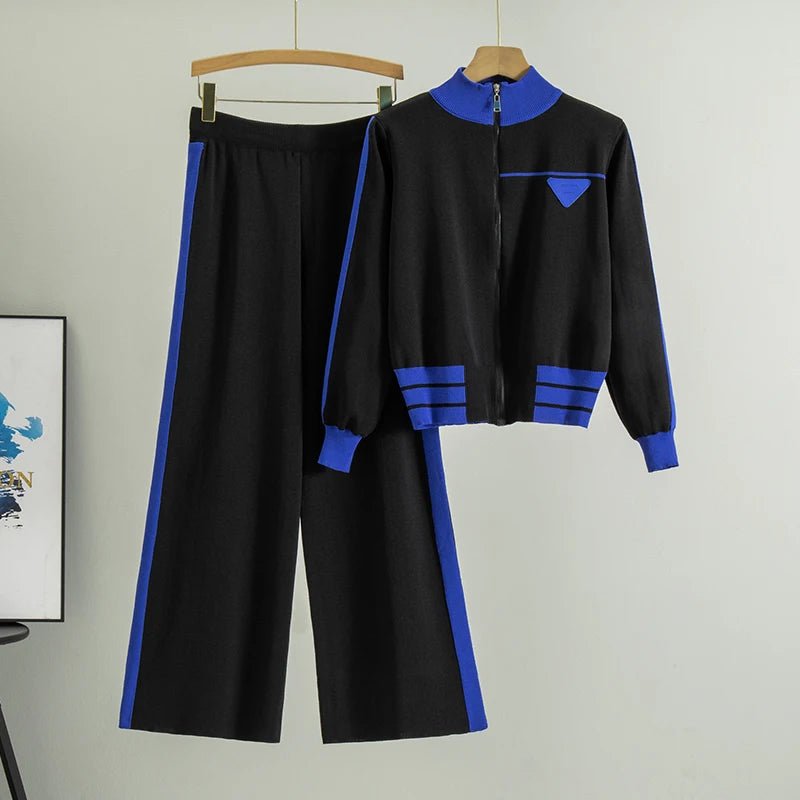 SaneShoppe - 2025 Sportsuits for Women Two Piece Knitted Suits Sweatshirts Long Pants Fashion Sets Spring Casual Zipper Suits