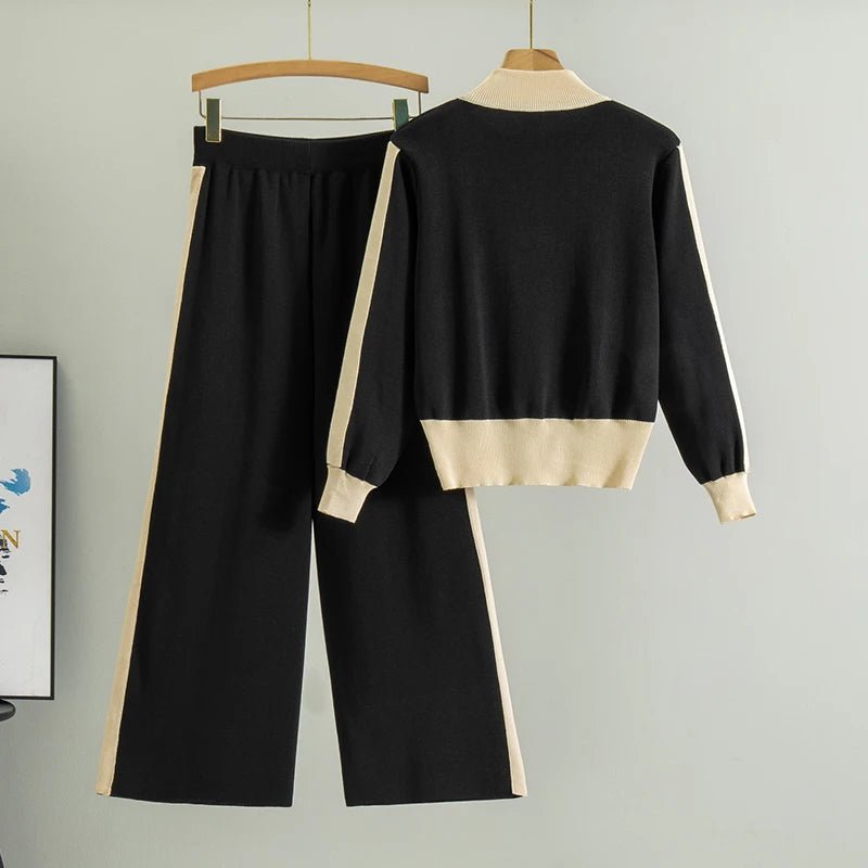 SaneShoppe - 2025 Sportsuits for Women Two Piece Knitted Suits Sweatshirts Long Pants Fashion Sets Spring Casual Zipper Suits