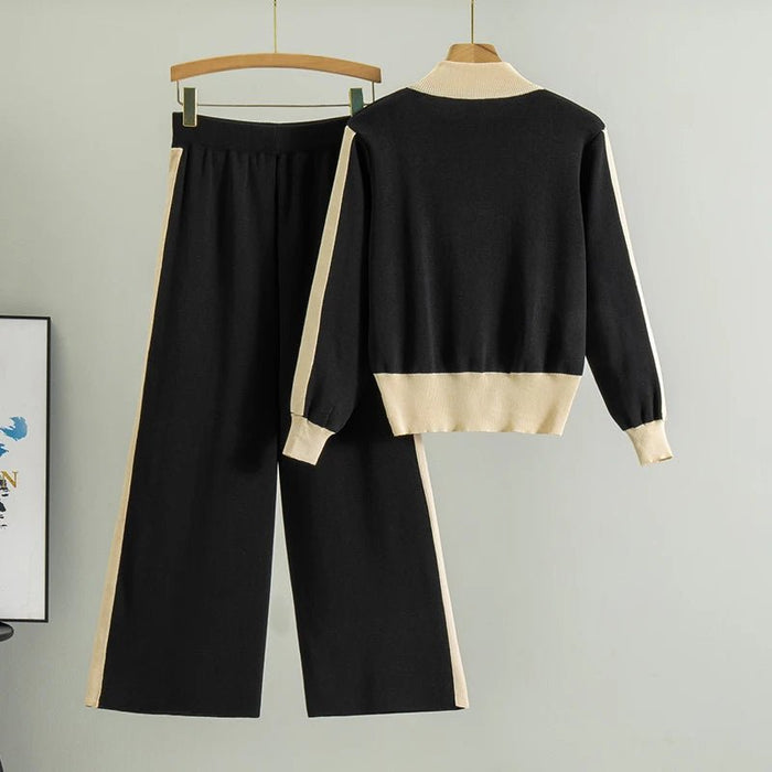 SaneShoppe - 2025 Sportsuits for Women Two Piece Knitted Suits Sweatshirts Long Pants Fashion Sets Spring Casual Zipper Suits