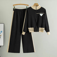 SaneShoppe - 2025 Sportsuits for Women Two Piece Knitted Suits Sweatshirts Long Pants Fashion Sets Spring Casual Zipper Suits