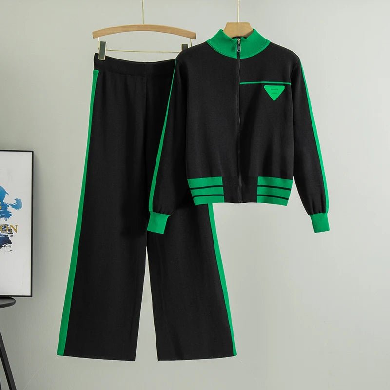 SaneShoppe - 2025 Sportsuits for Women Two Piece Knitted Suits Sweatshirts Long Pants Fashion Sets Spring Casual Zipper Suits