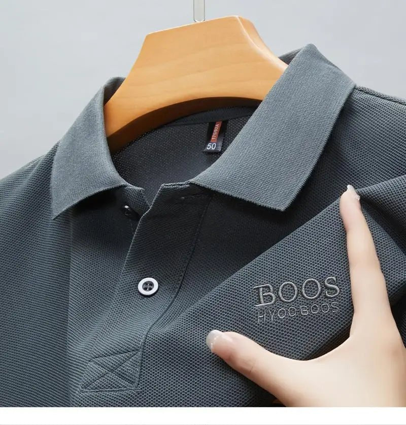 SaneShoppe-2025 Embroidered Men's Cotton Polo Shirt Top Summer Collection