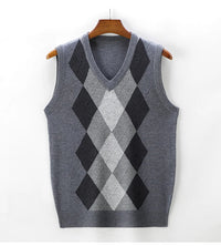 SaneShoppe - 2025Men's Sleeveless Knitted Vest V - neck Sweater for Autumn and Winter Versatile and Slim Fit Pullover Sweater