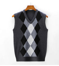 SaneShoppe - 2025Men's Sleeveless Knitted Vest V - neck Sweater for Autumn and Winter Versatile and Slim Fit Pullover Sweater
