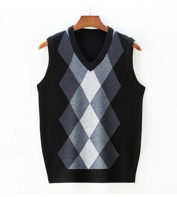 SaneShoppe - 2025Men's Sleeveless Knitted Vest V - neck Sweater for Autumn and Winter Versatile and Slim Fit Pullover Sweater