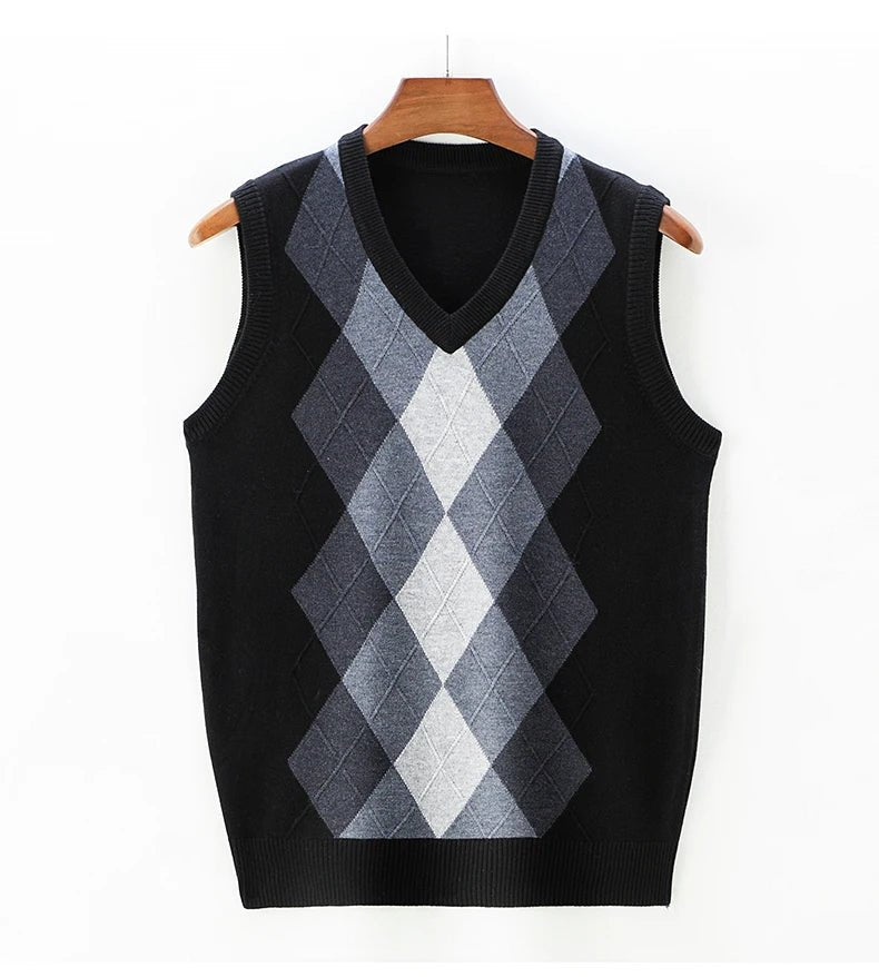 SaneShoppe - 2025Men's Sleeveless Knitted Vest V - neck Sweater for Autumn and Winter Versatile and Slim Fit Pullover Sweater
