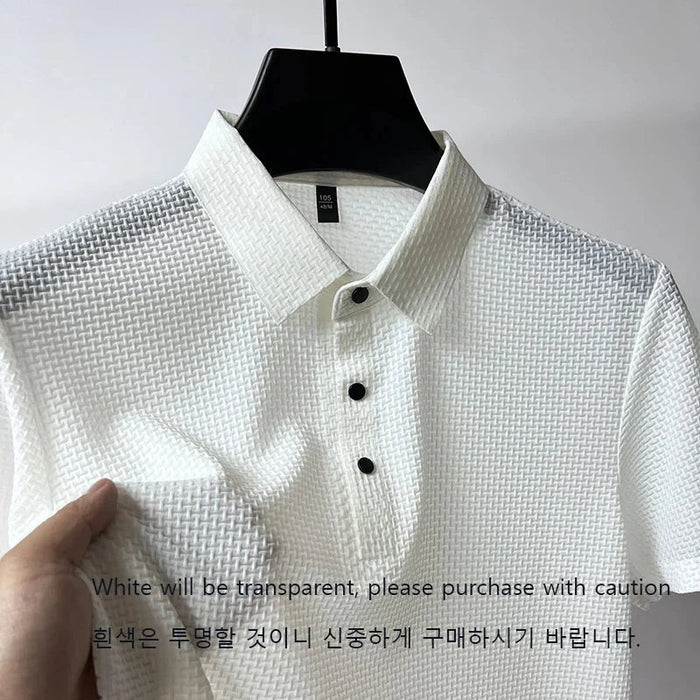 SaneShoppe-Men's Breathable M-4XL Summer T-shirt Business Casual Top 2026