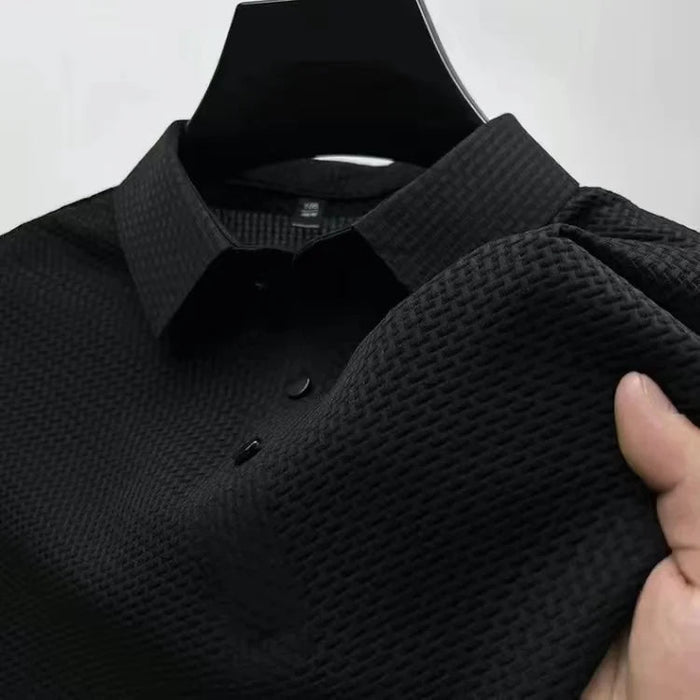 SaneShoppe-Men's Breathable M-4XL Summer T-shirt Business Casual Top 2026