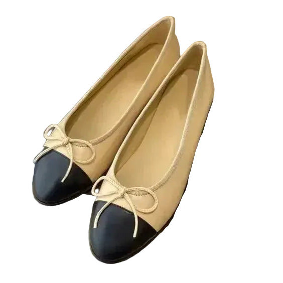 SaneShoppe-2026 Denim Blazer Ballet Flats Leather Round Toe Women's Shoes