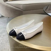 SaneShoppe-2026 Denim Blazer Ballet Flats Leather Round Toe Women's Shoes