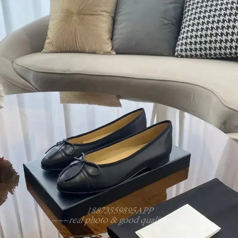 SaneShoppe-2026 Denim Blazer Ballet Flats Leather Round Toe Women's Shoes
