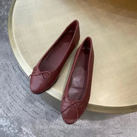 SaneShoppe-2026 Denim Blazer Ballet Flats Leather Round Toe Women's Shoes