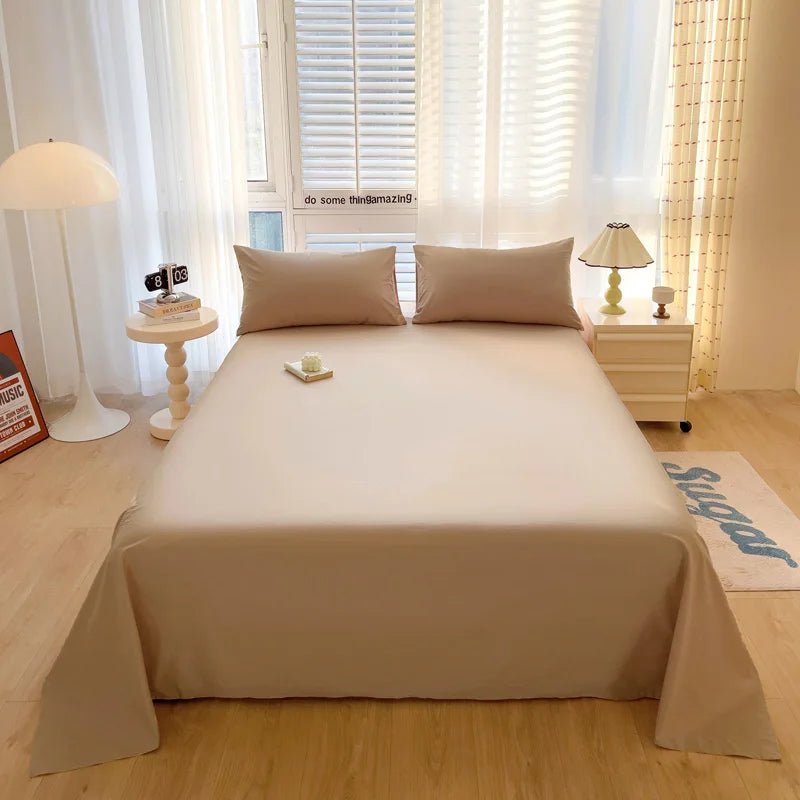 SaneShoppe-100% Cotton Solid Color Bed Sheet Set - 2026 Simple Style Comfort Series