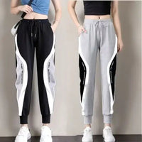 SaneShoppe - 2026 Spring and Autumn New Splicing Embroidered Sports Pants Women Fashion Trend Loose Large Size Haren Small Foot Guard Pants