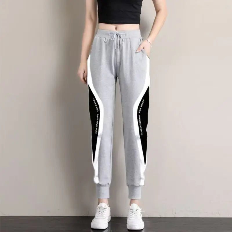 SaneShoppe - 2026 Spring and Autumn New Splicing Embroidered Sports Pants Women Fashion Trend Loose Large Size Haren Small Foot Guard Pants