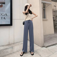 SaneShoppe - 2026 Spring and Summer New Women Solid Color Fashion Wide Leg Pants Outdoor Leisure Breathable Drawstring Pocket Sports Pants