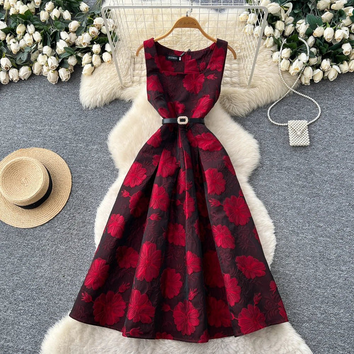 SaneShoppe - 2026 Summer Roman O - Neck Sun Midi Dress for Women Sleeveless Empire Dress