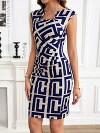 SaneShoppe - 25/5000 A geometric knitted, slimming, elastic sleeveless dress for women, exuding a high - end, sexy and elegant charm, and a bo