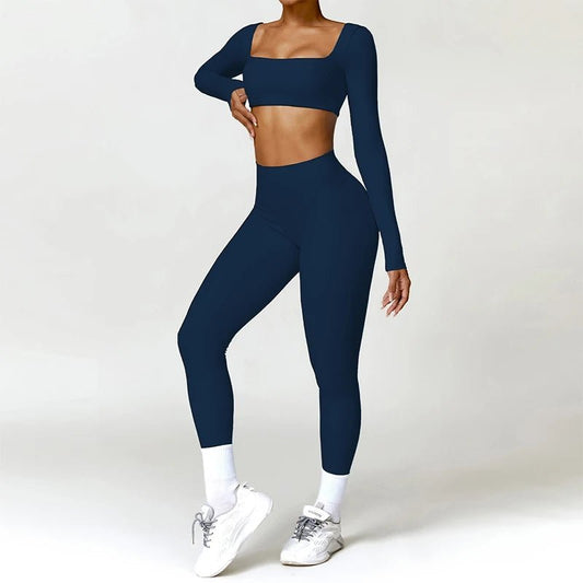 SaneShoppe-Women's Yoga Gym Set 2PCS Quick-Drying Sports Suit Long Sleeve Running Workout