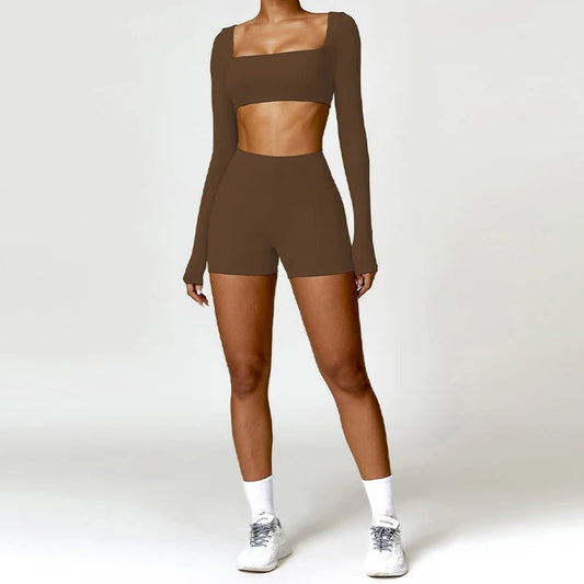 SaneShoppe-Women's Yoga Gym Set 2PCS Quick-Drying Sports Suit Long Sleeve Running Workout