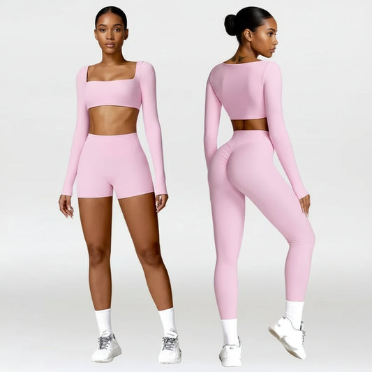 SaneShoppe-Women's Yoga Gym Set 2PCS Quick-Drying Sports Suit Long Sleeve Running Workout