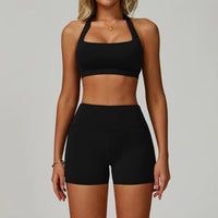 SaneShoppe - 2PCS Yoga Suit Women Sport Bra High Waist Leggings Shorts Outfit Gym Set Fitness Workout Clothes Tight Push Up Impact Sportswear