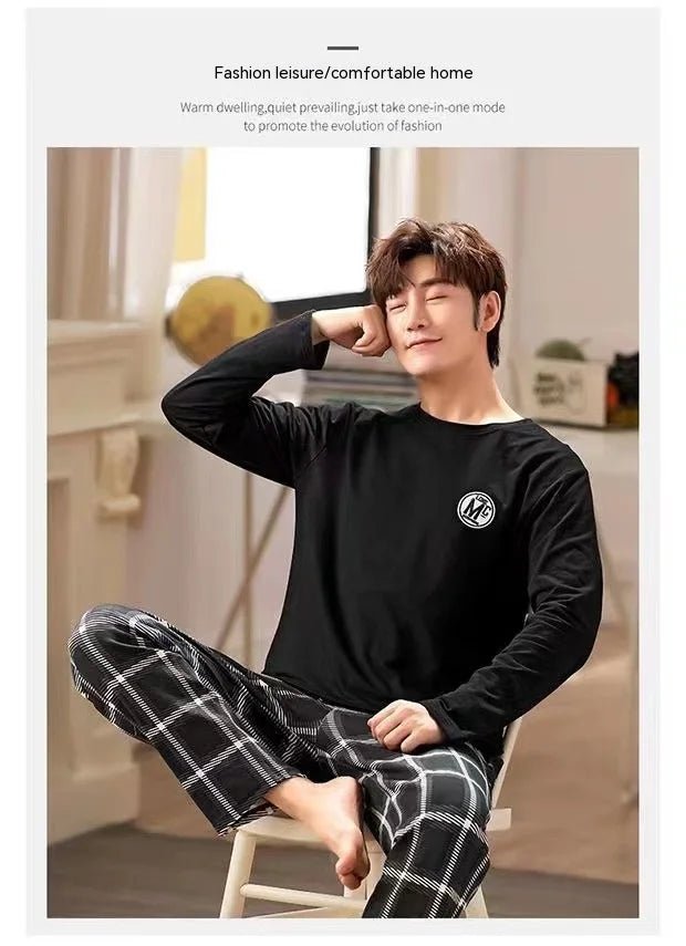 SaneShoppe-Men's Long-Sleeved Pajama Set, Winter Fashion Loungewear