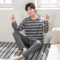SaneShoppe-Men's Long-Sleeved Pajama Set, Winter Fashion Loungewear
