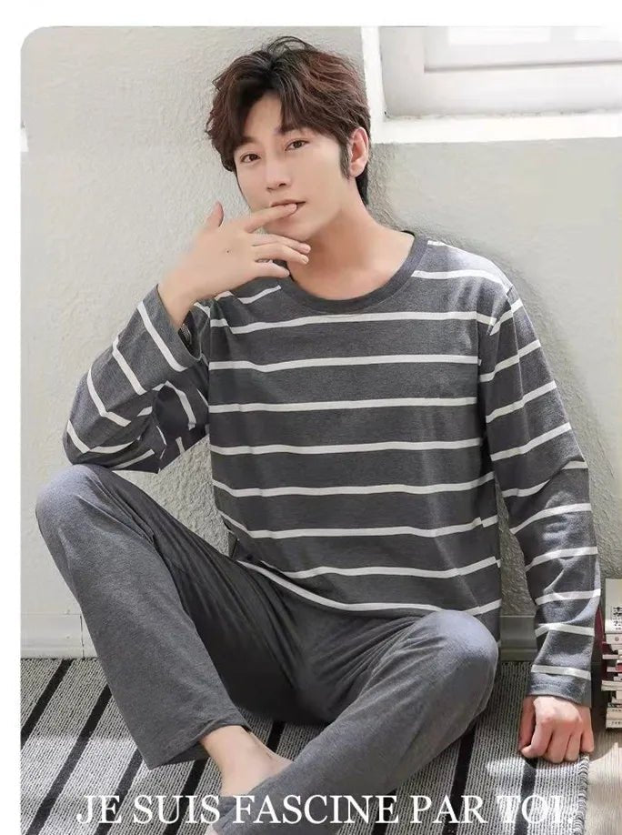 SaneShoppe-Men's Long-Sleeved Pajama Set, Winter Fashion Loungewear