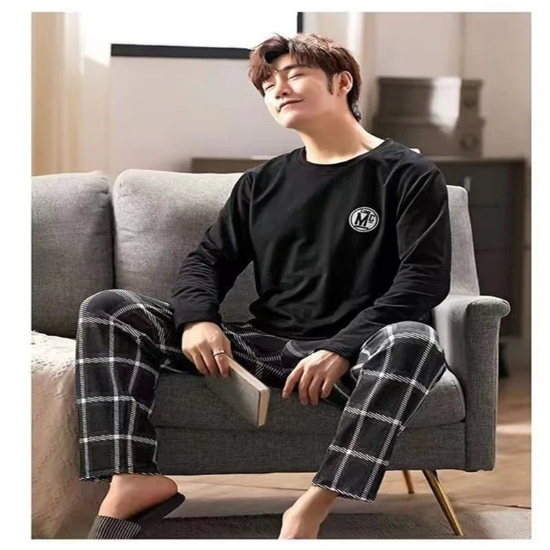 SaneShoppe-Men's Long-Sleeved Pajama Set, Winter Fashion Loungewear