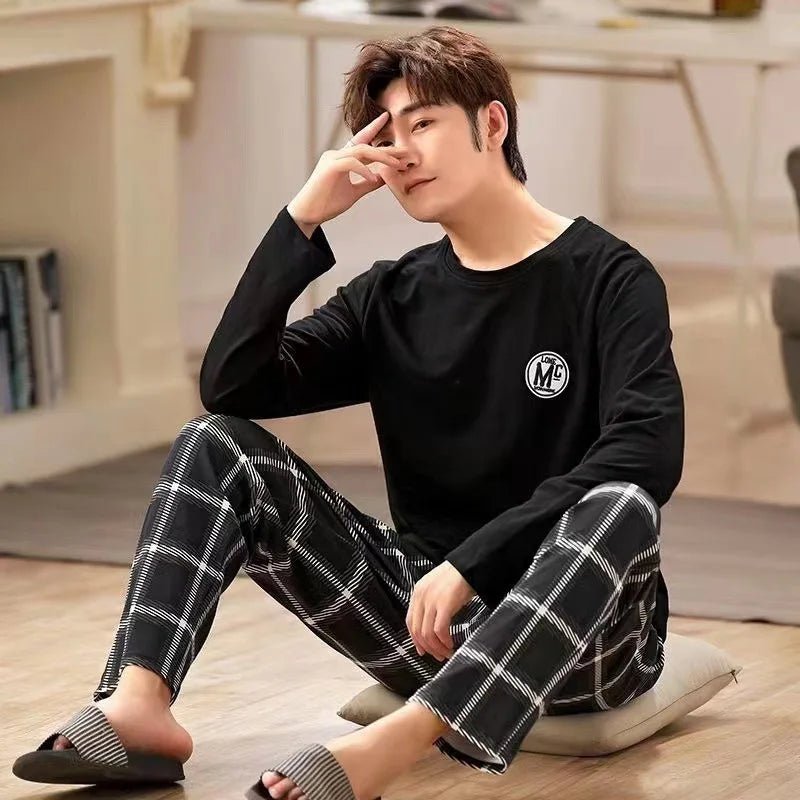 SaneShoppe-Men's Long-Sleeved Pajama Set, Winter Fashion Loungewear