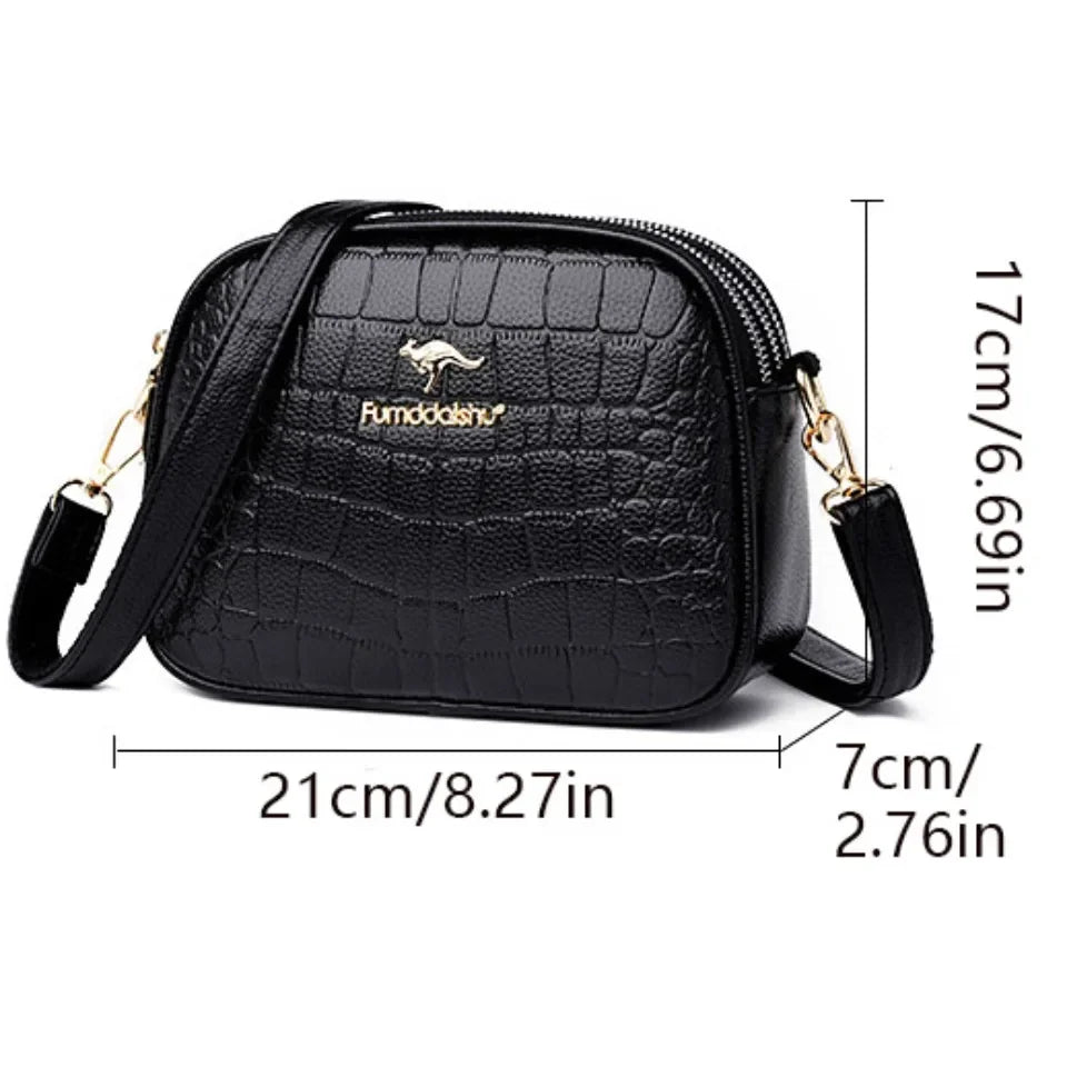 SaneShoppe - 3 Layers Zipper Pockets Quality Crocodile PU Leather Women's Handbags Shoulder CrossBody Bags Light Luxury Female Handbag Sac