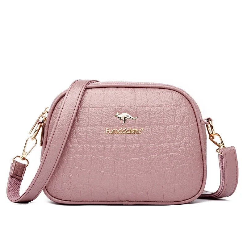 SaneShoppe - 3 Layers Zipper Pockets Quality Crocodile PU Leather Women's Handbags Shoulder CrossBody Bags Light Luxury Female Handbag Sac