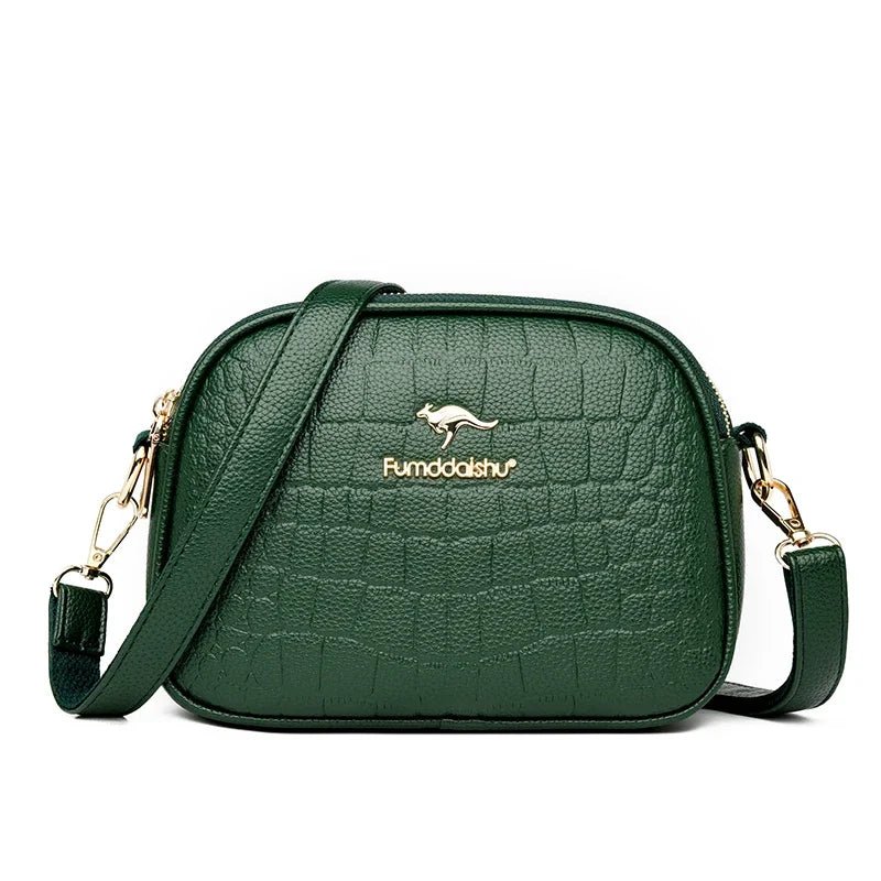SaneShoppe - 3 Layers Zipper Pockets Quality Crocodile PU Leather Women's Handbags Shoulder CrossBody Bags Light Luxury Female Handbag Sac