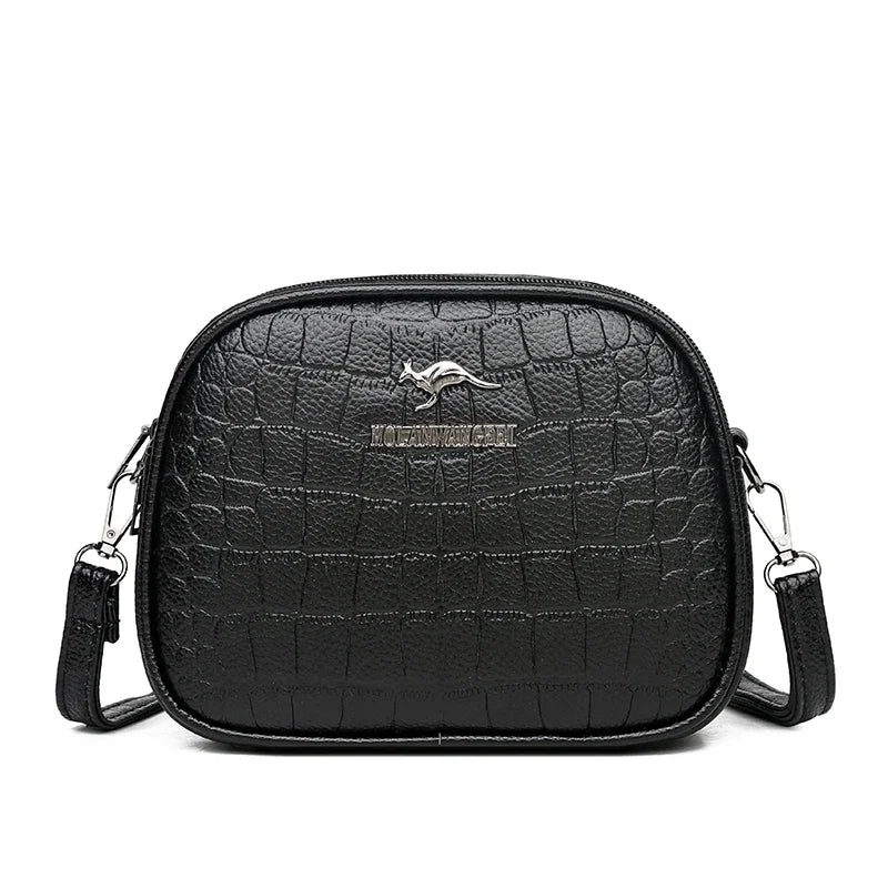 SaneShoppe - 3 Layers Zipper Pockets Quality Crocodile PU Leather Women's Handbags Shoulder CrossBody Bags Light Luxury Female Handbag Sac