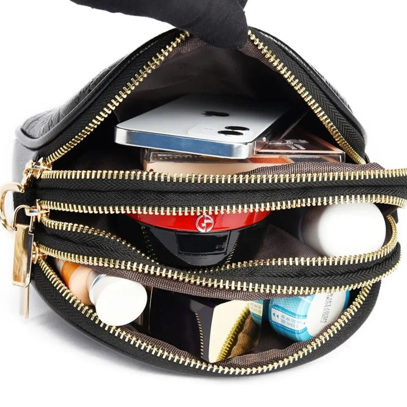 SaneShoppe - 3 Layers Zipper Pockets Quality Crocodile PU Leather Women's Handbags Shoulder CrossBody Bags Light Luxury Female Handbag Sac