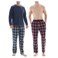 SaneShoppe - 3 - Piece Men's Pyjama Long - Sleeve Polyester Top and Check Cotton Pants.