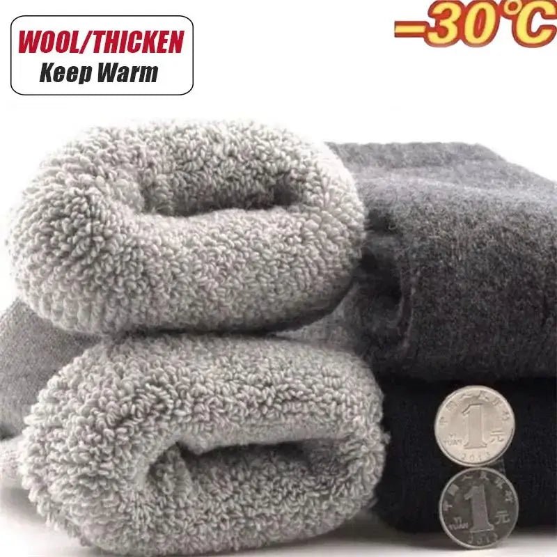 SaneShoppe - 3Pairs/Men's Winter Warm Wool Socks Women Super Thick Heart Thickened Loop Merino Wool Socks