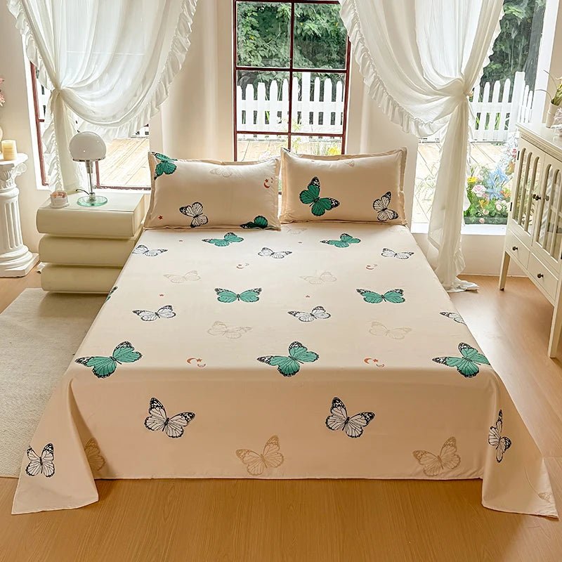 SaneShoppe-Solid Color Bed Sheet Set with Pillowcase - Single/Queen/King Size Flat Bedsheets