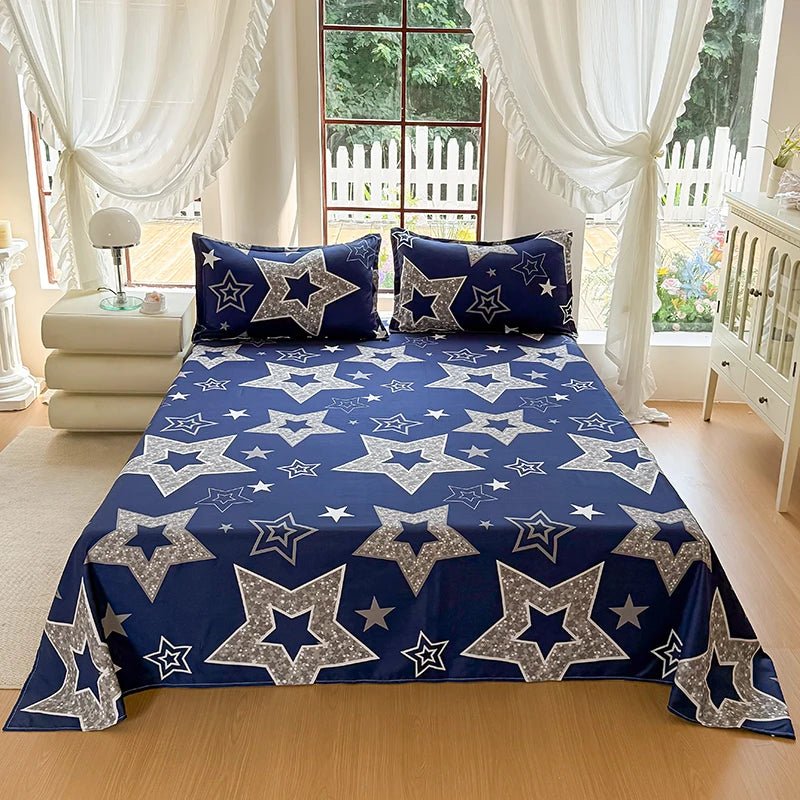 SaneShoppe-Solid Color Bed Sheet Set with Pillowcase - Single/Queen/King Size Flat Bedsheets