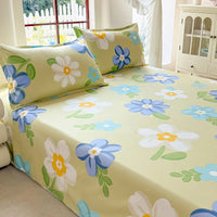 SaneShoppe-Solid Color Bed Sheet Set with Pillowcase - Single/Queen/King Size Flat Bedsheets