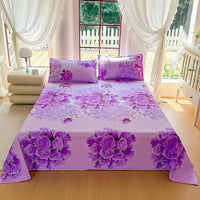 SaneShoppe-Solid Color Bed Sheet Set with Pillowcase - Single/Queen/King Size Flat Bedsheets
