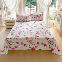 SaneShoppe-Solid Color Bed Sheet Set with Pillowcase - Single/Queen/King Size Flat Bedsheets
