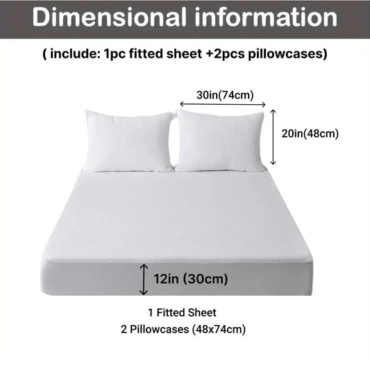 SaneShoppe-Soft Cotton Bed Sheet Set with Pillowcases, Breathable Mattress Cover and Bedding Set